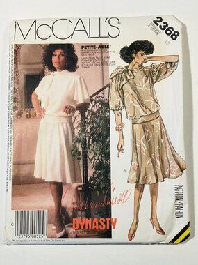 80s McCall's 2368 B34 Diahann Carroll Dynasty Two Piece Dress Sewing Pattern FF